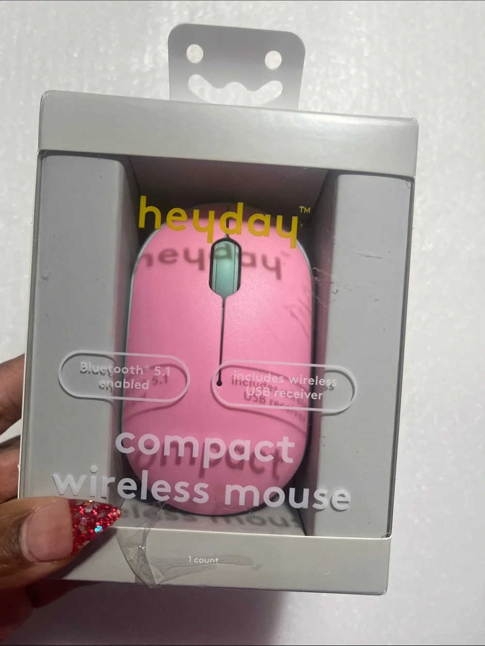 heyday Pink Wireless USB Optical Mouse with Mint Trim